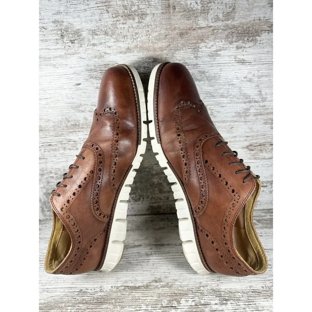 Men's Cole Haan ZeroGrand Brown Leather Wingtip Oxfords Sz 11M EUC!